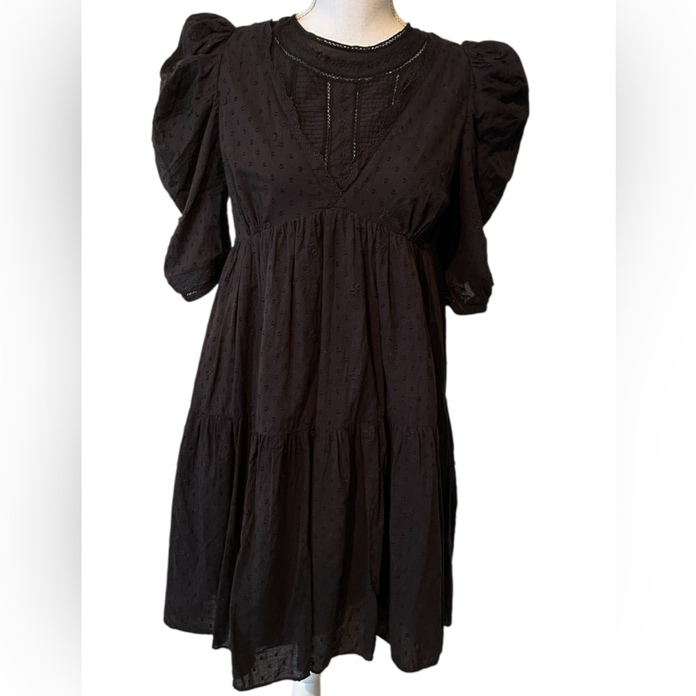 Cotton Black Long Sleeve Dress
